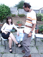 British mamma fooling around with a dark stud in her garden
