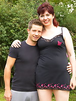 Wicked housewife playing with her toyboy outside