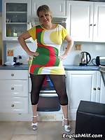 English Cougar - housewife in nylons & large gazoo butt Cougar